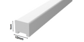 Frameless shower aluminium square water bar, floor seal - White Powdercoated